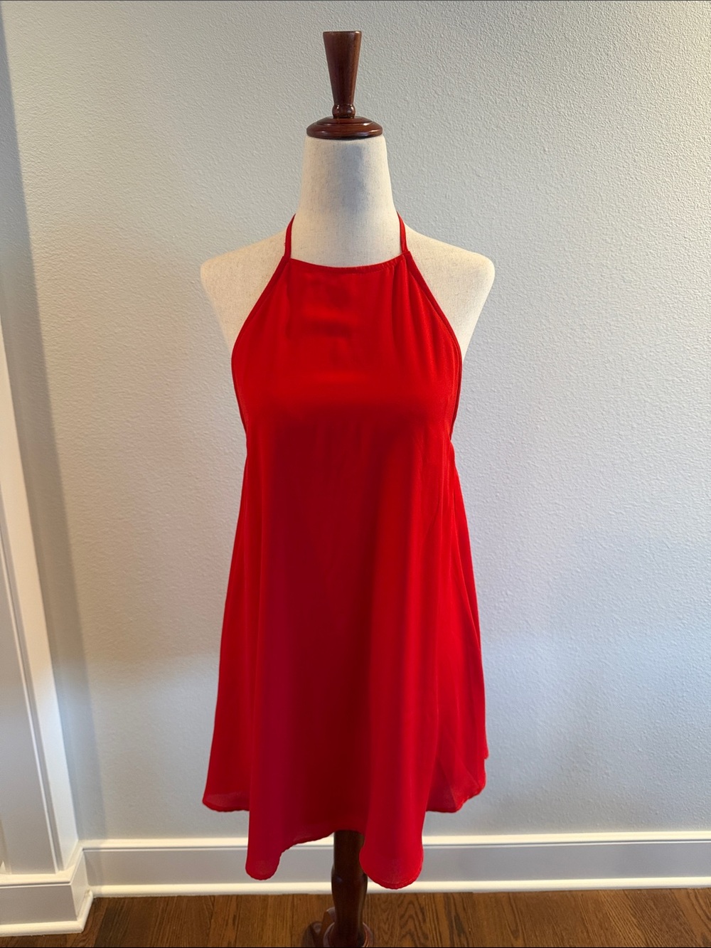 Red Halter Swing Dress